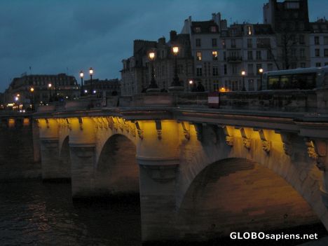Postcard Paris - Pont Neuf by night