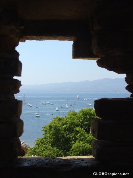 Postcard Cannes bay view from Fort Sainte Marguerite