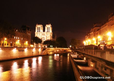 Postcard Night View of the River Seine