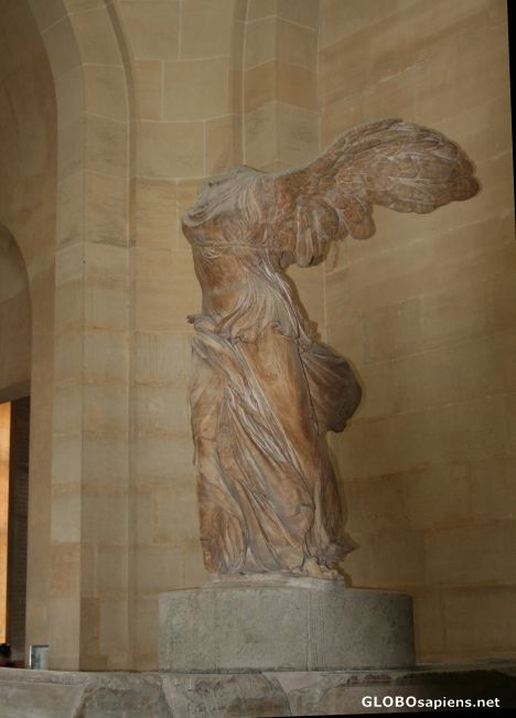 Postcard Marble sculpture of the Greek goddess Nike(Louvre)