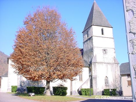 Postcard bielle village church
