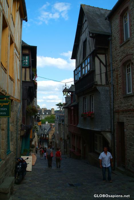 Postcard Dinan - a narrow alley