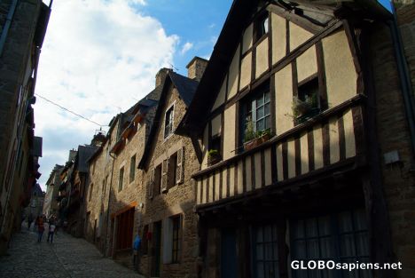 Postcard Dinan - street with wood and stone houses