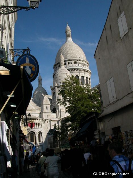 Postcard Sacre Coeur in Monmarte district of Paris