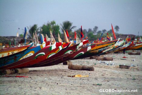 Postcard Sanyang - colourful boats