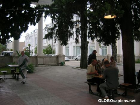 Postcard Republic of Abkhazia. Playing chess in the evening