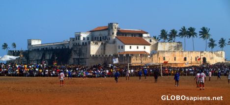 Postcard Football pitch by Elmina Castle