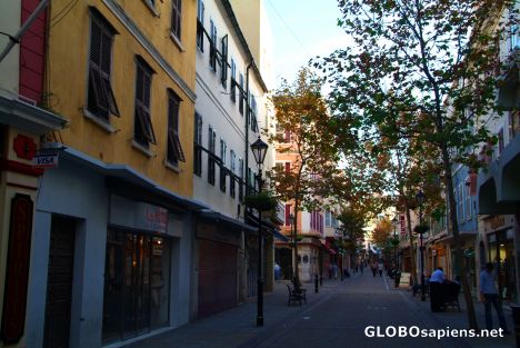 Postcard Gibraltar - main street on Sunday