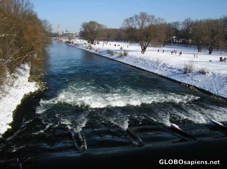 Postcard Winterige Isar - Flußabwerts