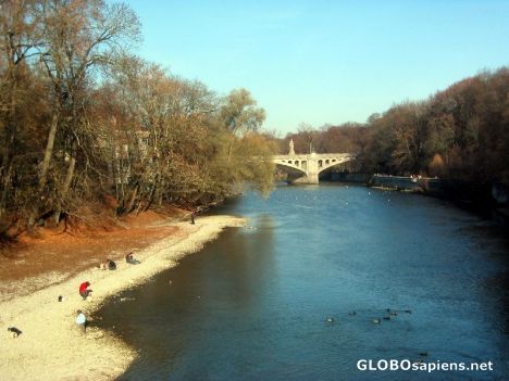 Postcard River Isar in the middle of Munich