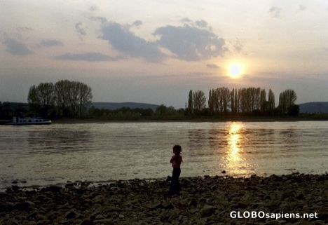 Postcard Sonnenuntergang am Rhein