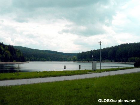 Postcard Neunzehnhain Reservoir from a distance