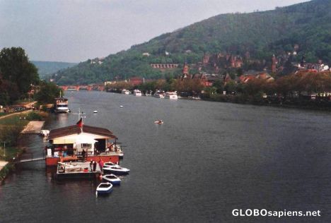 Postcard Pedal boats on the Neckar river -