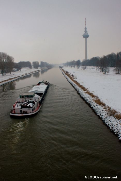 Postcard Winterly Neckar river -