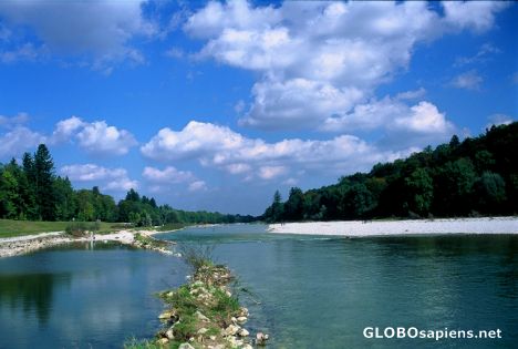 Postcard The Isar River, Munich
