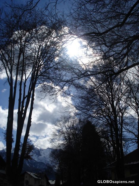 Postcard Skies, clouds, and trees