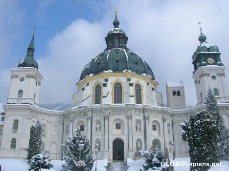 Postcard Ettal Monastery under the snow