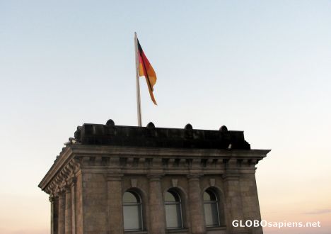 Postcard Reichstag - Flag atop the Tower