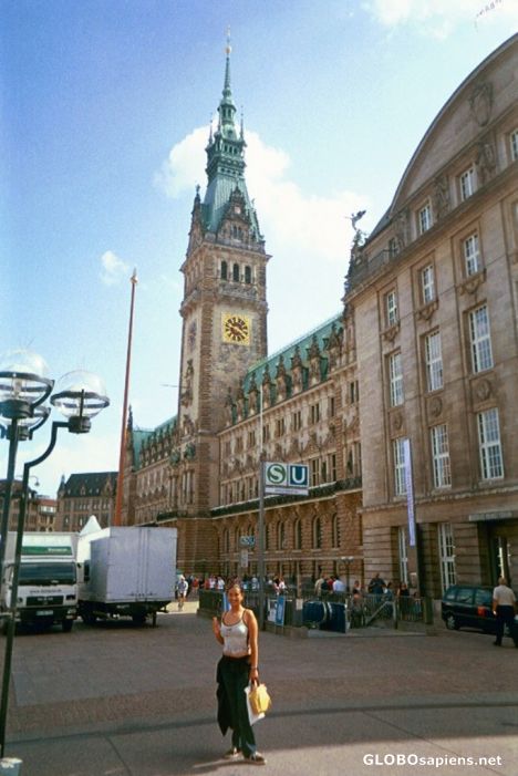 Postcard Hamburg Clock