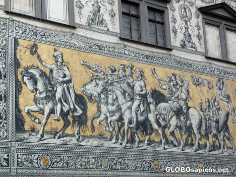 Postcard Detail of Fürstenzug (Procession of Princes) -