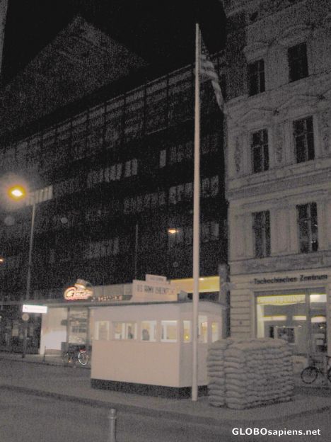 Postcard Checkpoint Charlie - View at Night