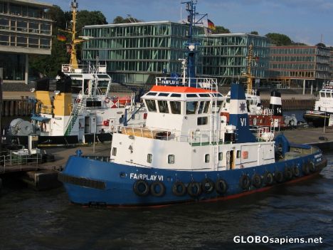 Postcard Hamburg harbor - Tugboats -