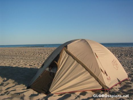 Postcard Warnemunde, camping at the beach.
