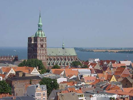 Postcard Stralsund old town on the Baltic Sea