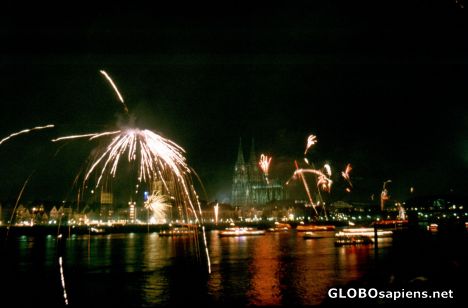 Postcard Cologne, Firework at New Year