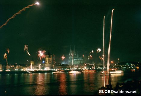 Postcard Cologne, Firework at New Year
