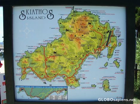 Postcard The map of Skiathos