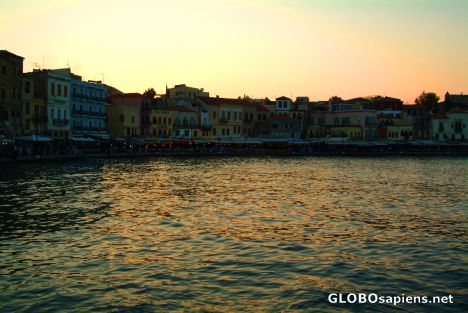 Postcard Chania - sunset in the harbour