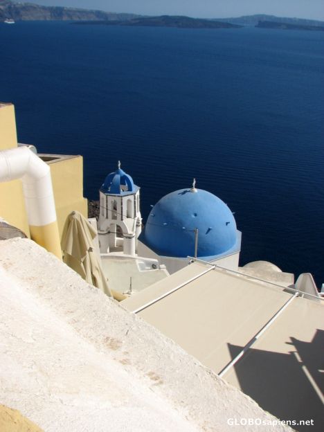 Postcard The Iconic Blue Domed Churches of Oia