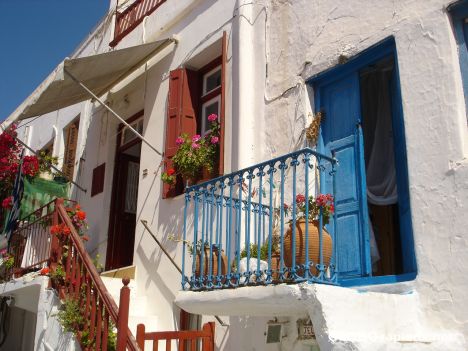 Postcard Balconies in Mykonos Town