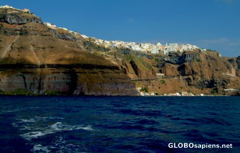 Postcard Santorini - or the Atlantis, viewed from the sea