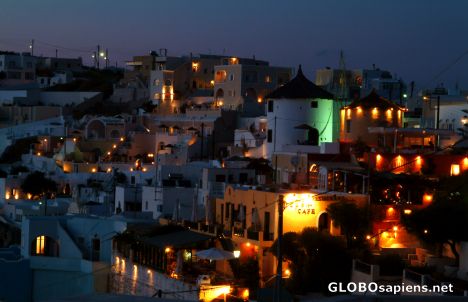 Postcard Santorini - Firostefani at night