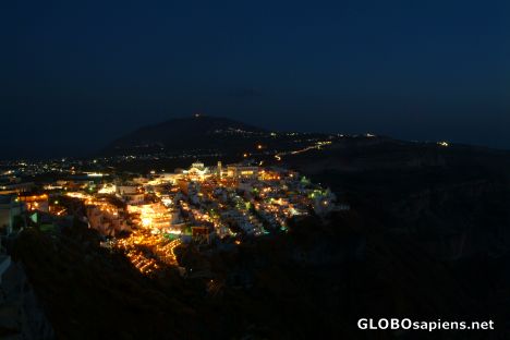 Postcard Santorini - the capital at night