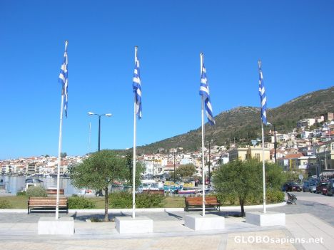 Postcard Greek flags