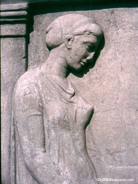 Postcard Athen, Relief on a tomb
