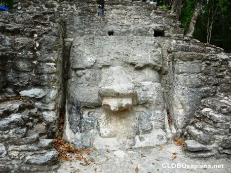 Postcard Mayan Mask at the Base of Leon
