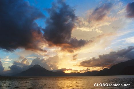 Postcard Guatemalan sunset at Lago Atitlan