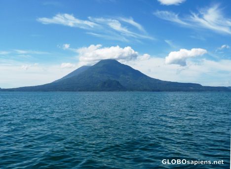 Postcard Lago de Atitlan and Volcan San Pedro