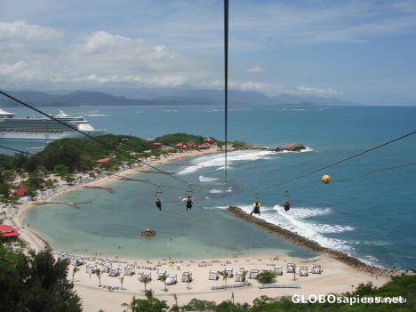 Zip-lining over the sea