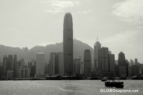 Postcard Hong Kong harbour in B&W