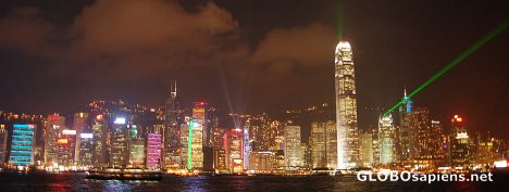 Postcard Night Panoramic view over Hong Kong