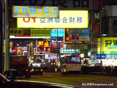 Postcard kowloon street by night
