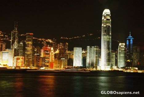 Postcard Night view of HK Island from Kowloon