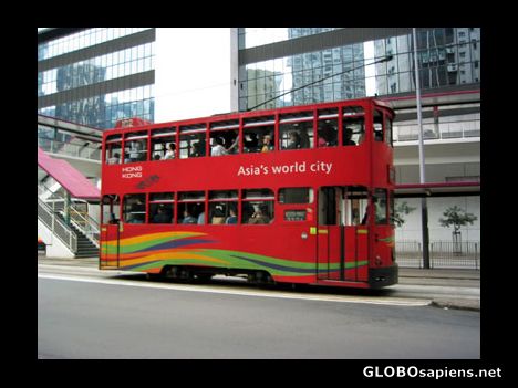 Postcard Funny tramms in Hong Kong