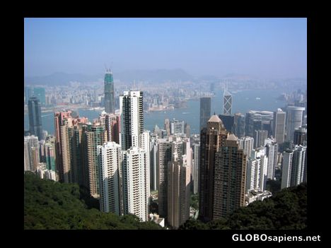 Postcard Beautiful overview on Hong Kong city