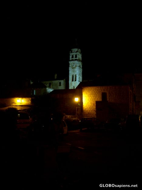 Postcard Milna church at night